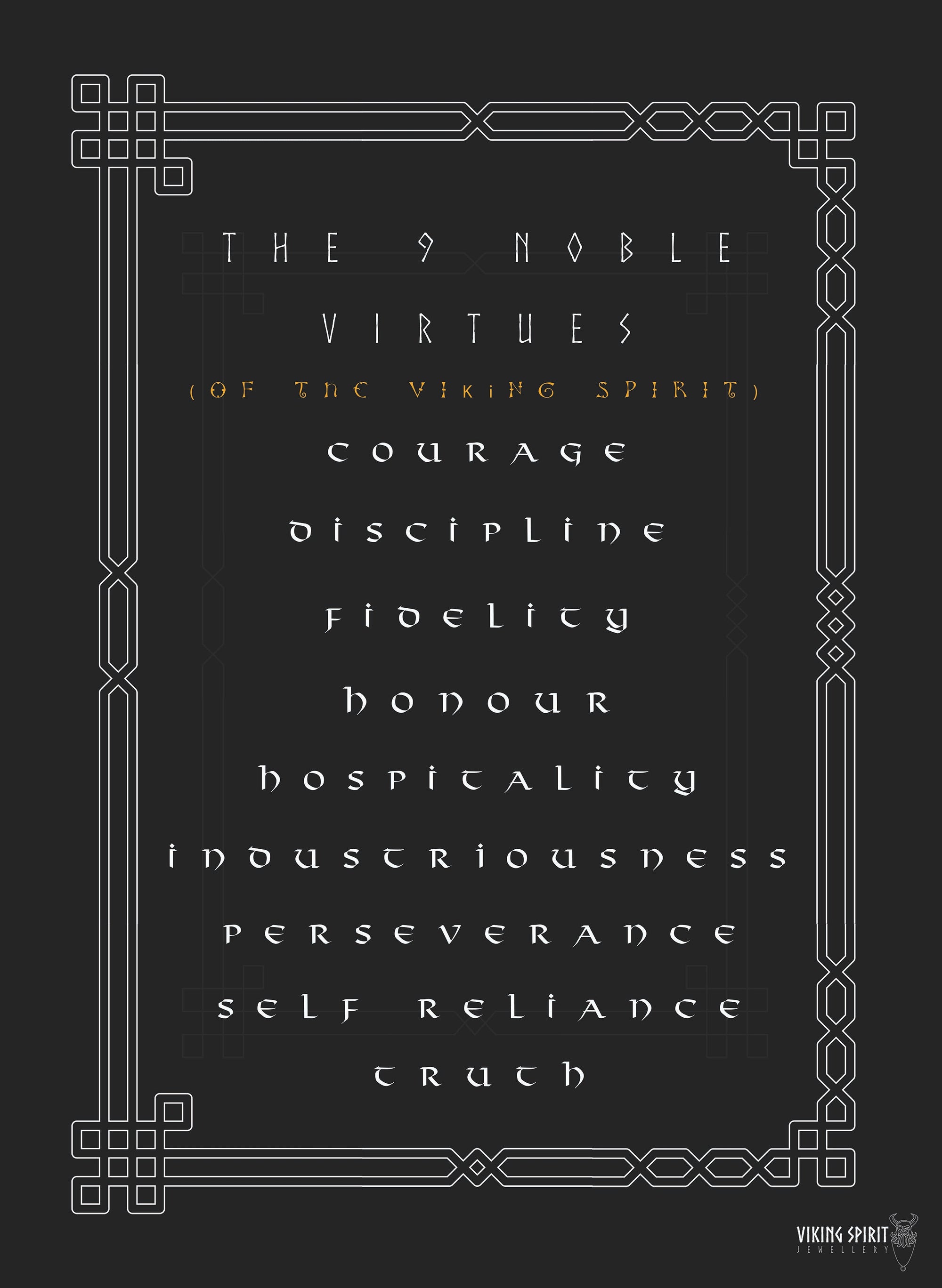 'The 9 Noble Virtues' - Poster Digital Download