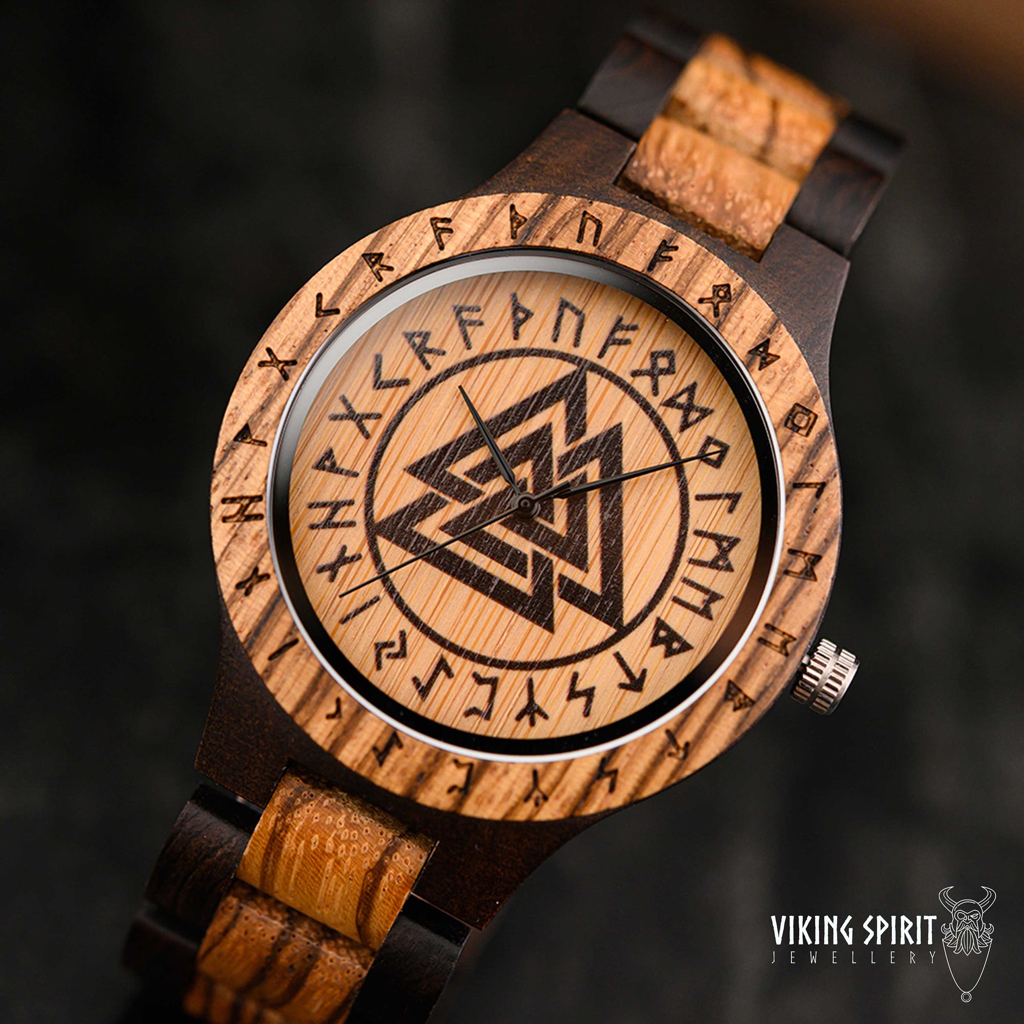 Viking Valknut Wooden Watch